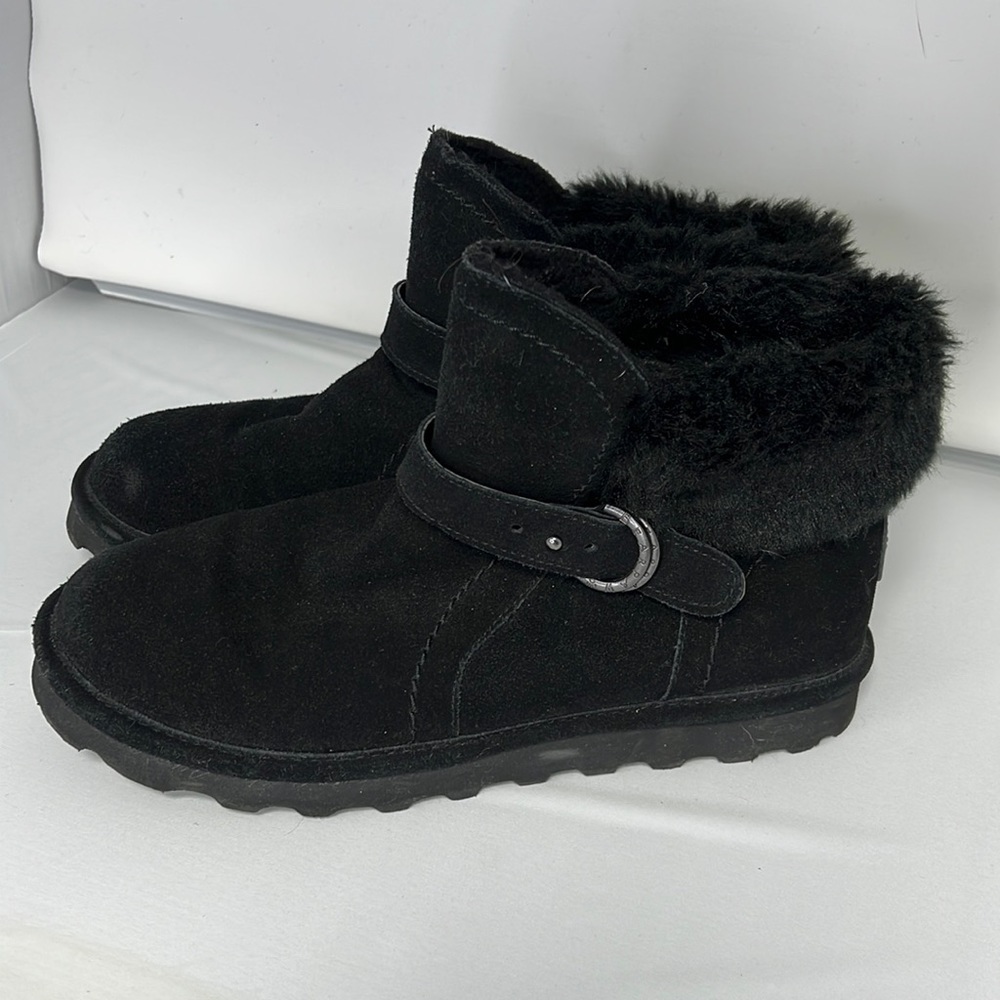 Bearpaw Boots Shoes Size 12 Black Ankle Buckle Short